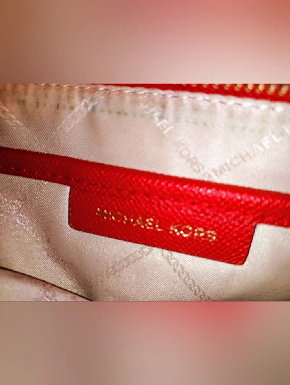 Michael Kors Red Leather Gold Chain Shoulder Bag